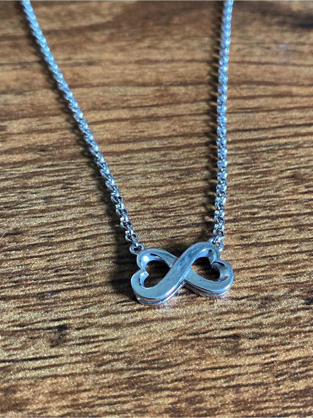 Infinite LOVE interlocked heart Sterling silver Pendant collar  Necklace